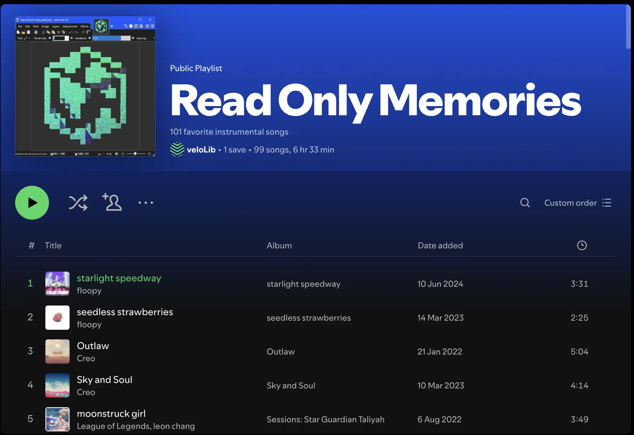 My public playlists on Spotify.